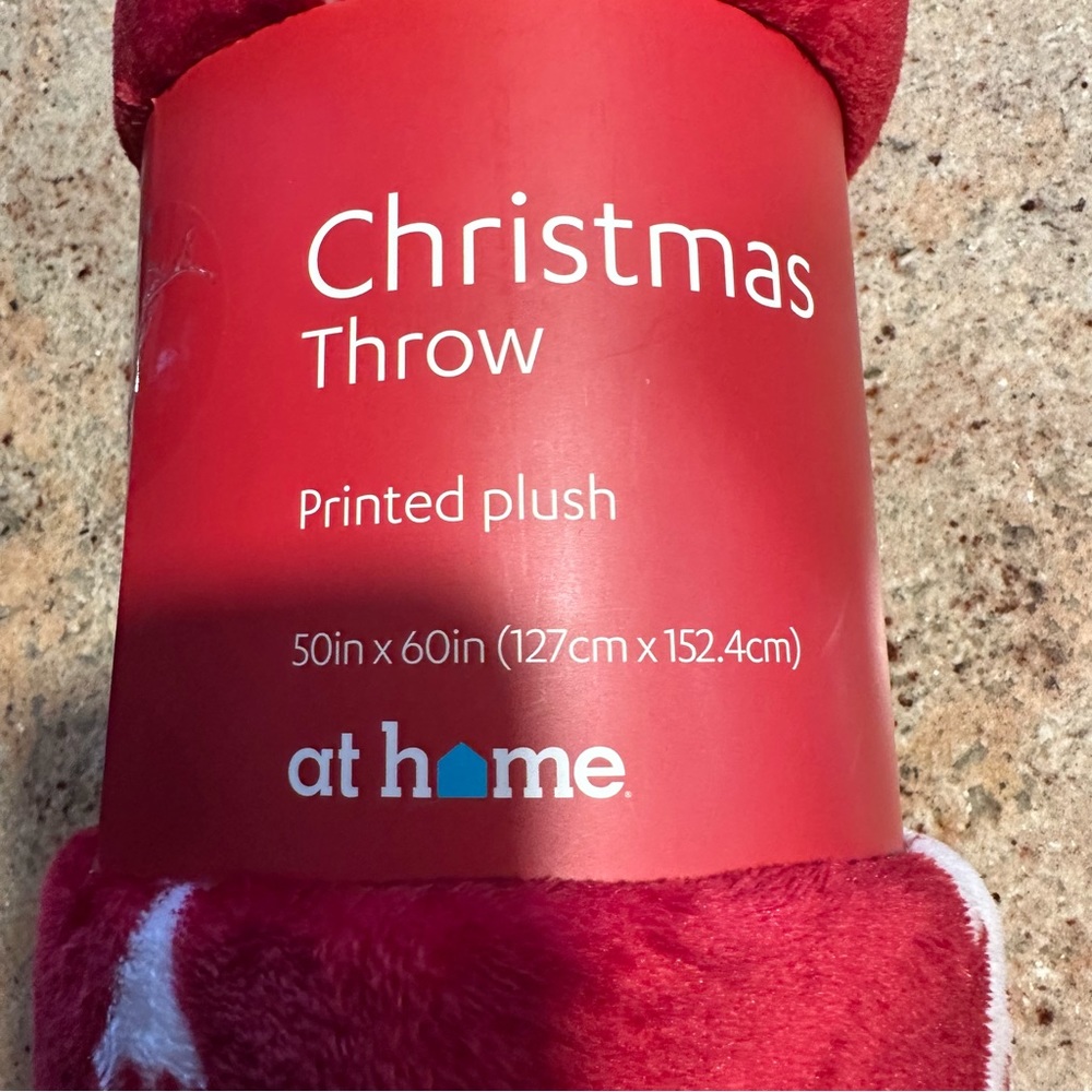 At Home Red and White Christmas Throw